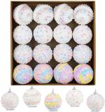 Unyqoos® Set van 16 Christbaumkugeln aus Kunststoff in Macaronfarben mit samtiger Oberfläche