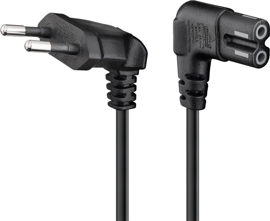 Goobay 73018 - Power Cable - 1.5m - Black - Angled Connectors - C7 to CEE7/16