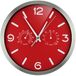 Bresser MyTime ND Radiogestuurde klok, wandklok, thermo-hygro met geruisloos radiouurwerk, roestvrijstalen frame en weergave voor temperatuur en luchtvochtigheid, rood, 250 x 250 mm