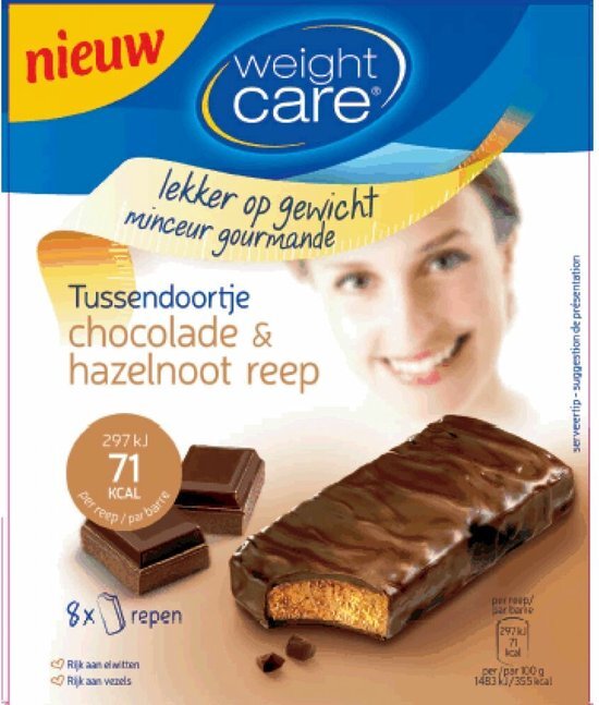 Weight Care Tussendoortje chocola hazelnoot 8 ST