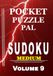 Sudoku Pocket Puzzle Pal Sudoku Puzzle Book for Adults Pocket Size, Volume 9, Medium, Puzzles with Solutions, Large 9x9 Puzzle Grids, Adults, Seniors, Teens, Math Games, Mental Stimulation