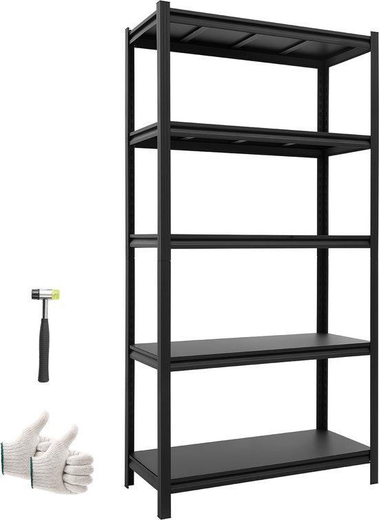 VEVOR Zwaar Uitgevoerde Opbergkast 925x417x1813mm, Draagvermogen 1360,8kg, Stalen Frame en 5 Verstelbare Planken, Modulaire Opbergkast te Gebruiken Als Werkbank, Flexibele Metalen Opbergkast voor Kelder, Garage of Werkplaats