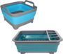 Merkloos / Sans marque Opvouwbare afwasbak en afdruiprek - grijs/blauw - kunststof - keuken benodigdheden - reis accessoire