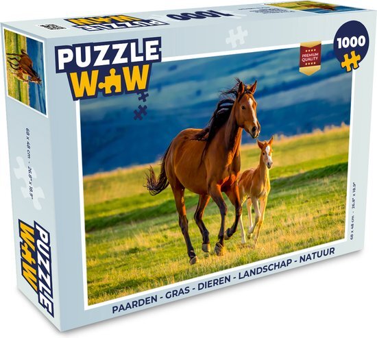 MuchoWow Puzzel Paarden - Gras - Dieren - Landschap - Natuur - Legpuzzel - Puzzel 1000 stukjes volwassenen - Sinterklaas cadeautjes - Sinterklaas voor grote kinderen