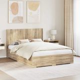 vidaXL Bedframe met opbergruimte en hoofdbord Sonoma Eiken