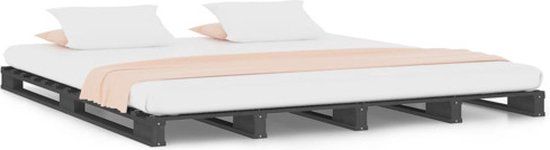 vidaXL Palletbed - Massief Grenenhout - Grijs - 120x200 cm