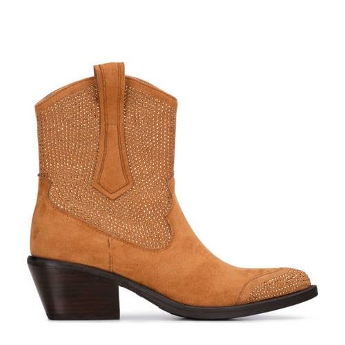 POSH by Poelman Abby cowboylaarzen met glitters cognac