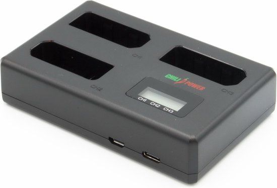 ChiliPower Nikon EN-EL14 / EN-EL14a Triple Lader - Laadt 3 accu's, ook tegelijkertijd