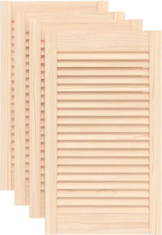 vidaXL Kastdeuren met lamellen 4 st 69x39,4 cm massief grenenhout - groen
