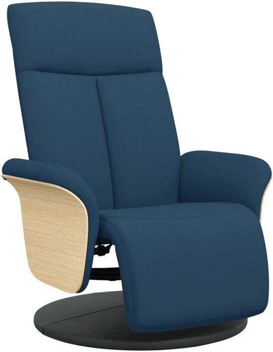 vidaXL Fauteuil verstelbaar met voetensteun stof blauw