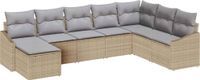 vidaXL Tuinbank Set 8-delig Beige en Lichtgrijs Polyrotan