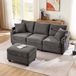 OKWISH Canapé d'angle 213x139 cm - Canapé 3 places en L avec espace de rangement - Port USB - Bois - Gris