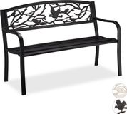 Merkloos Relaxdays Tuinbank 2-persoons Vogel Zwart Staal 127 cm Breed