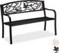 Merkloos Relaxdays Tuinbank 2-persoons Vogel Zwart Staal 127 cm Breed