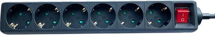 Brasq Stekkerdoos 6-voudig Zwart - 1,4 meter