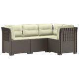 vidaXL - 4-Persoons - Tuin - Sofa - met - Kussens - Rattan - Look - PP - Lichtgrijs