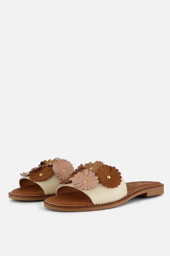 OH MY SANDALS Slippers beige Leer - Maat 39