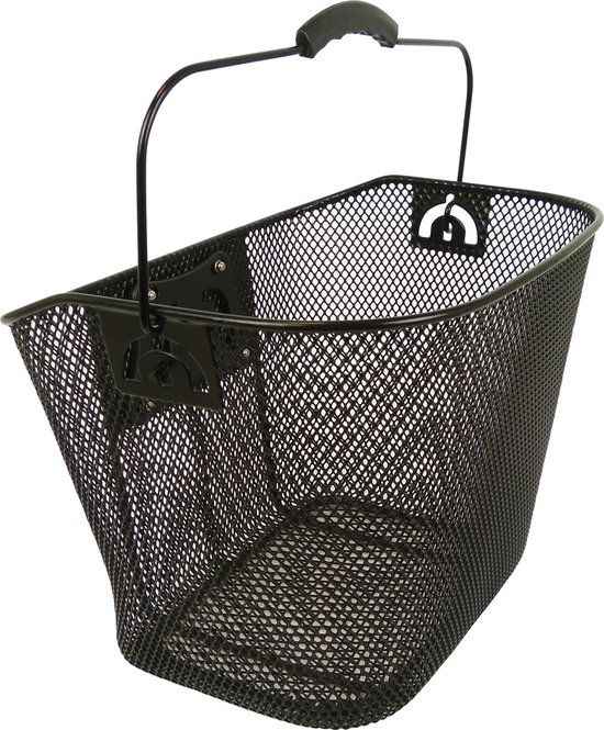 Dresco Stalen Fietsmand fijnmazig Zwart - 35 x 29 x 26 cm - 15 l - Voor - Afneembaar