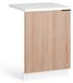 Meuble bas de cuisine avec plan de travail, MDF 30 mm, blanc avec structure chêne