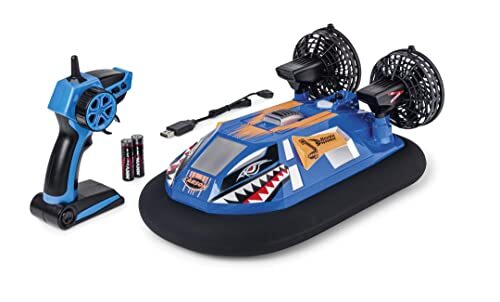 Carson 500108048 Hovershark 2.4G 100% RTR blauw/oranje - met 2,4 GHz afstandsbediening, RC boot, RC hovershark, op afstand bestuurd speelgoed voor kinderen, luchtkussenboot