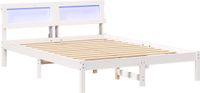 vidaXL Bedframe met hoofdeinde Wit 140 x 190 cm Massief grenenhout