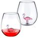 Flamingo Ensemble de 2 verres à vin sans pied, avec un motif flamant rose - 450 ml