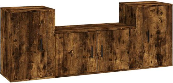 vidaXL 3-delige TV-meubelset bewerkt hout gerookt eikenkleurig