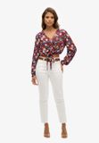 Superdry Vintage top met geknoopte voorkant Dames 70s brown floral