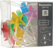 Christmas Decoration Lichtslinger/lichtsnoer - met 10 gekleurde sterretjes - op batterijen - 100 cm