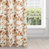 Eurofirany Mila Microfiber gordijn met bloemenpatroon en ogen, 1 stuk, gordijn, luchtig, licht, semi-transparant, patroon 140 x 250 cm, wit met baksteenrood
