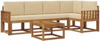 vidaXL Acacia Hout Bank Loungeset 5-Zitter Natuurlijk en Beige Inclusief Tafel