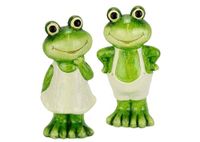 Decoratieve tuinfiguur kikker set van 2 13 cm terracotta groen met jurk en broek decoratiefiguur sprookjeskikker tuindecoratie dierfiguur voor lente zomer herfst standbeeld tuinfiguur