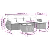 vidaXL 6-delige Loungeset met Kussens, Zwart, Polyrotan