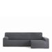 Eysa Bi-elastische bankhoes voor chaise longue, met lange mouw, rechterkant rechts, donkergrijs, design Harlem