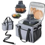 Air Fryer Tragetasche, 2 Hauptfächer, 5 mm Polsterung, Grau