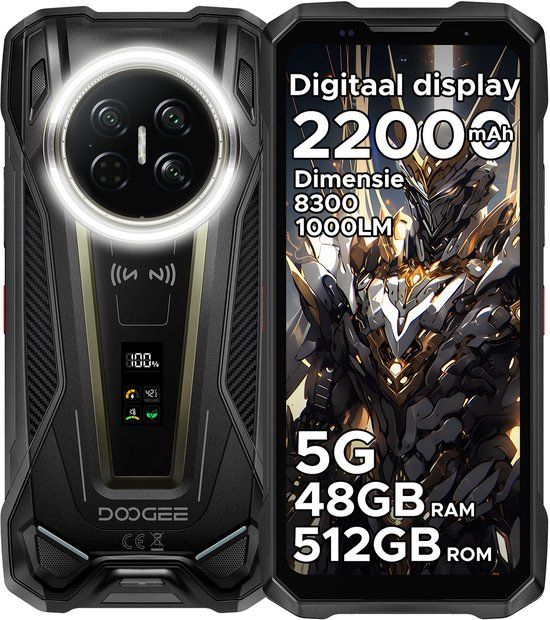 DOOGEE VMAX2 5G - Robuuste smartphone - 48GB RAM + 512GB ROM - 6,78 inch FHD/120Hz - 22000mAh/120W - IP68 - Dimensity 8300 - Android 16 - Nachtzicht - 200MP AI camera - Campinglamp