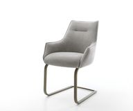 DELIFE Chaise de salle à manger Alja-Flex avec accoudoir, tissu doux texturé, gris