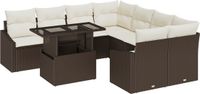 vidaXL Tuinbank Set 9-delig Bruin Polyrattan