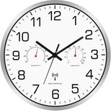 Merkloos Radiografische Wandklok - Stil met Thermometer & Hygrometer - Voor Woonkamer & Kantoor - 30 cm