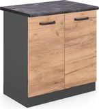 Vicco R-Line Meuble sous lavabo – 80 cm, WB Chêne anthracite puissant or
