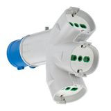 FANTON 73095 industriële stekker TRIPLEX 2P+T CEE stekker op 3 geaarde stopcontacten 2P+T
