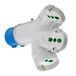 FANTON 73095 industriële stekker TRIPLEX 2P+T CEE stekker op 3 geaarde stopcontacten 2P+T