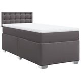 vidaXL Boxspring met matras, kunstleer, grijs, 80x200 cm
