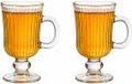 Excellent Houseware Verre à café/thé - 2x - 230ml - Verre - H15 x D7 cm - Motif rayé