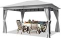 TOOLPORT Tuinpaviljoen 3x4 m ca. 180 g/m² dakzeil waterdicht paviljoen 4 zijwanden grijs tuintent partytent ca. 6x6 cm profiel