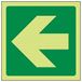 VSafety Glow In The Dark Green Straight Arrow Fire Exit Sign - 100mm x 100mm - Zelfklevende Vinyl