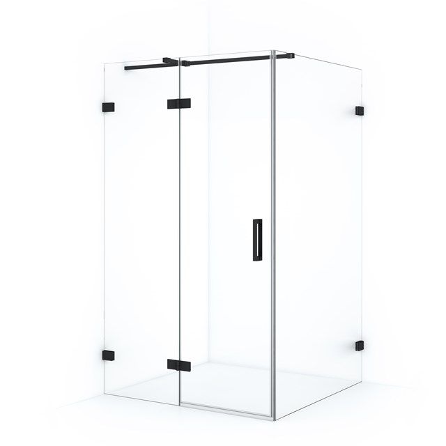 Maxaro Douchecabine Diamond 120x120cm 8mm Helder Veiligheidsglas Mat Zwart met Draaideur