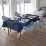 Bonamaison Tafelkleed, Anti-Mold, Sneldrogend, Waterdicht, 100% Polyester Tafellaken, Blauw, 140 x 200 Cm