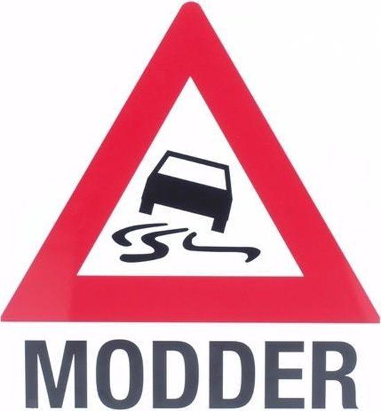 Huismerk Bord modder / slipgevaar Rood, Zwart, Wit