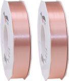 Merkloos 3x XL Hobby/decoratie zalmroze kunststof sierlinten 2,5 cm/25 mm x 91 meter